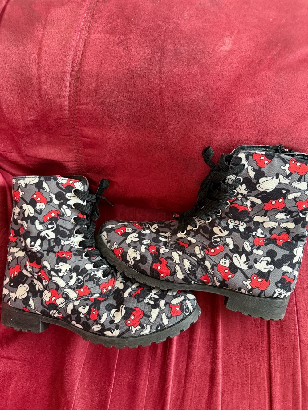 Women’s Mickey Mouse Printed Combat Boots